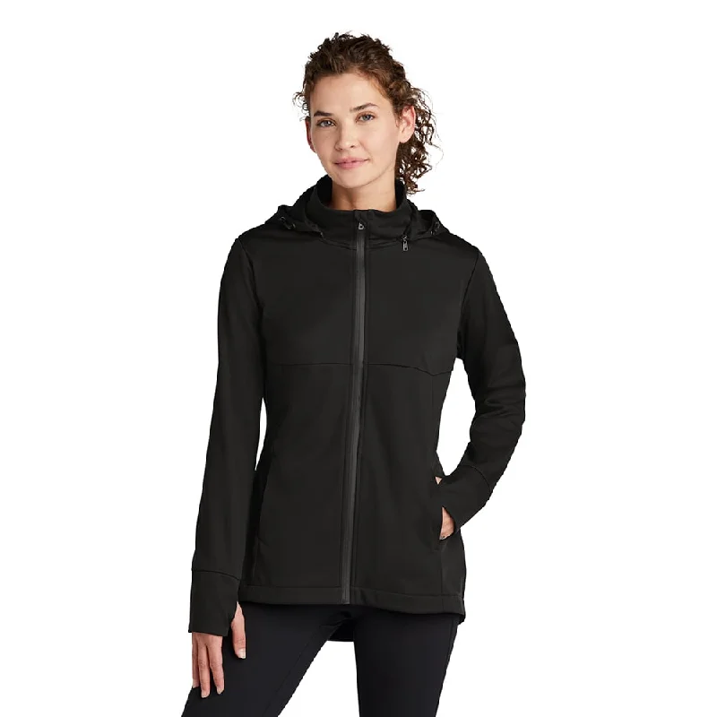 Sport-Tek LST980 Women's Raglan Softshell Jacket with Removable Hood