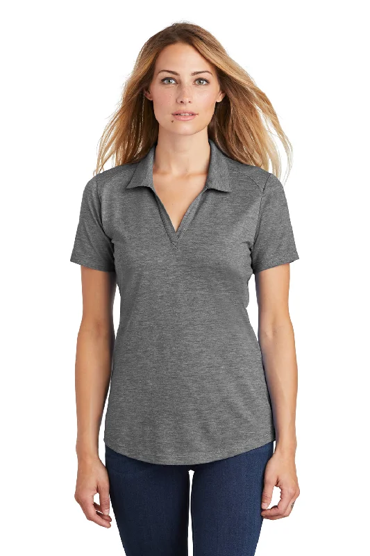 Sport-Tek Womens Moisture Wicking Short Sleeve Polo Shirt - Heather Dark Grey