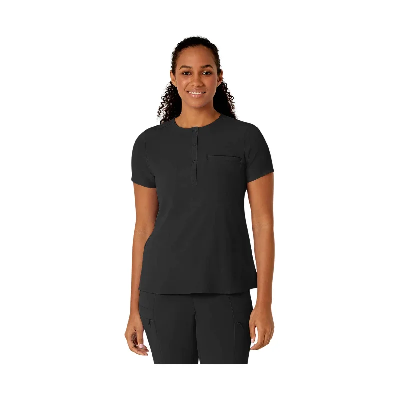 WonderWink Renew Women's Mandarin Collar Tuck In Scrub Top - Black