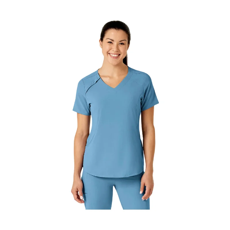 WonderWink Women's Renew Zip Accent Scrub Top - Bay Blue