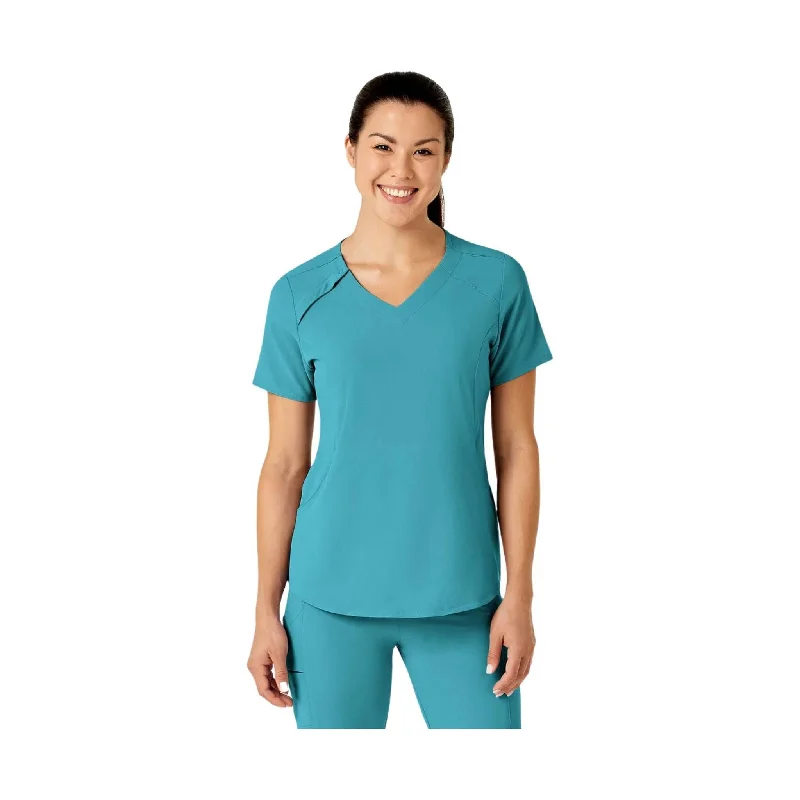 WonderWink Women's Renew Zip Accent Scrub Top - Teal Blue - ONLINE STORE CREDIT/EXCHANGE ONLY