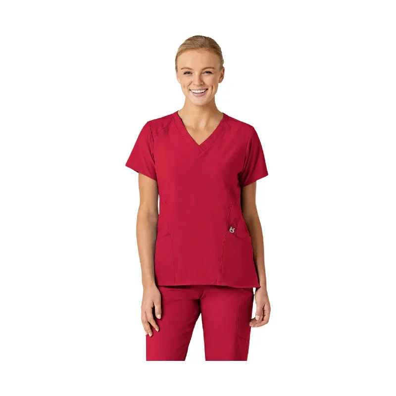 WonderWink Women's Stylized V-Neck Scrub Top - Red