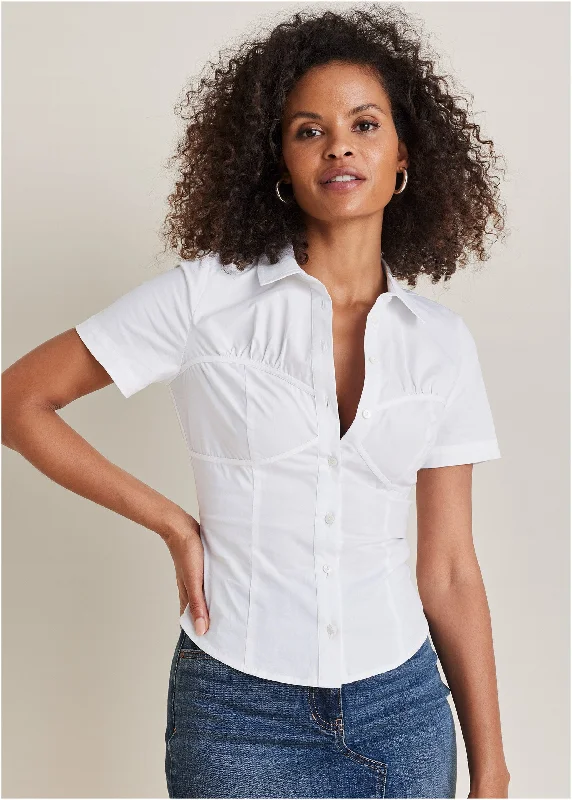 Fitted Collared Top - Off White