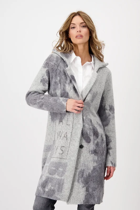 Jacket Knit Coat Print 807577MNR in Cloud Melange by Monari