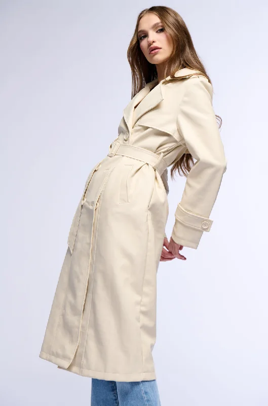 SANDO TAN PU TRENCH COAT