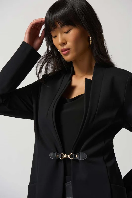 Square Neck Coat in Black 233064 by Joseph Ribkoff