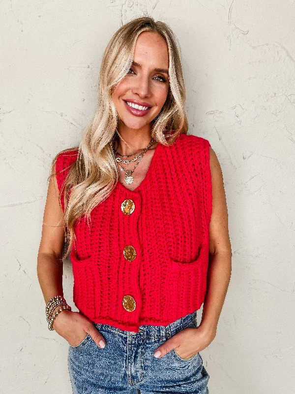 Feeling Cozy Sweater Vest-Red