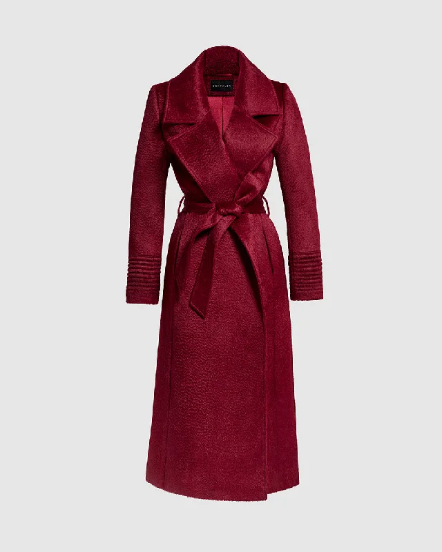 Suri Alpaca Long Notched Collar Wrap Coat