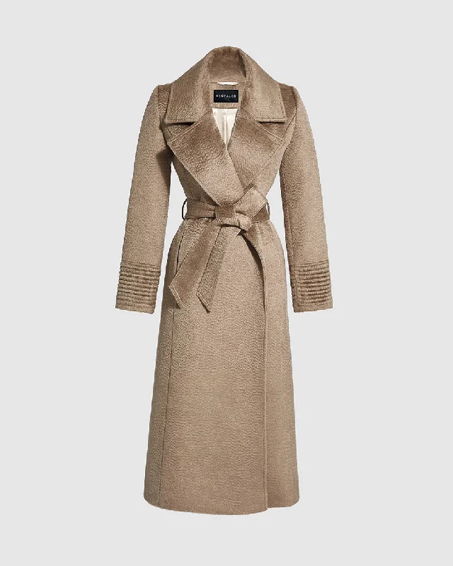 Suri Alpaca Long Notched Collar Wrap Coat