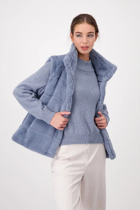 Waistcoat Faux Fur 807430MNR in Smokey Blue by Monari