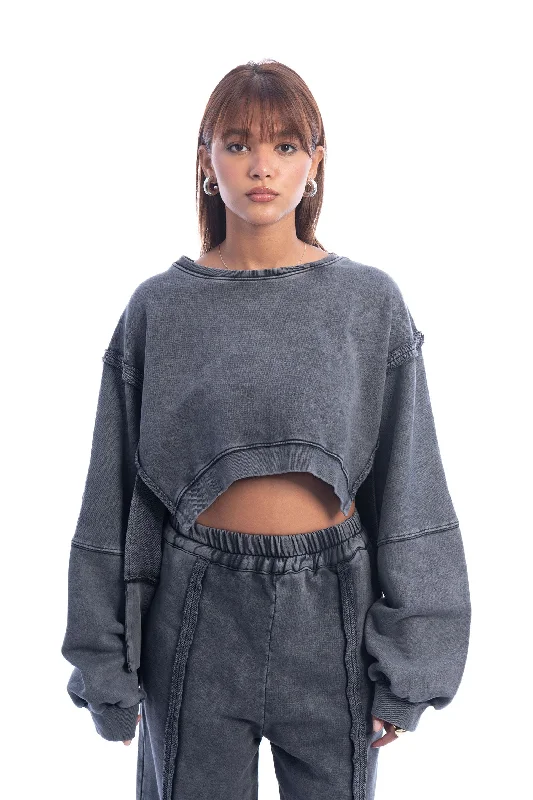 Cotton Cropped Sweatshirt - Mitcha Label