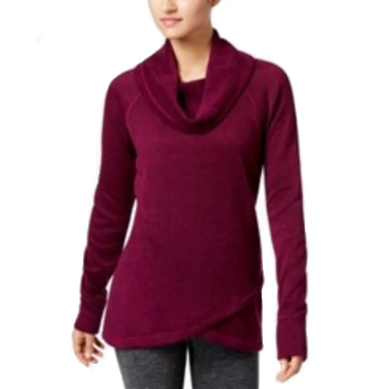 Ideology Women's Cowl-Neck Crossover-Hem Sweatshirts, Plum Caspia, S