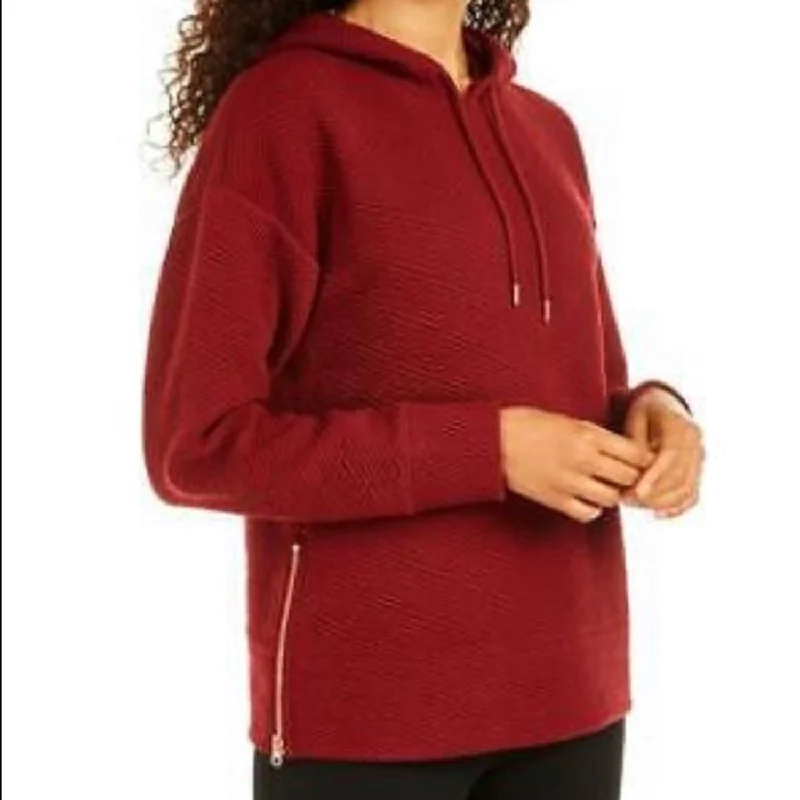 Ideology Women's Warm-Up Zip-Hem Sweatshirts Hoodie, Cherry Pie, S