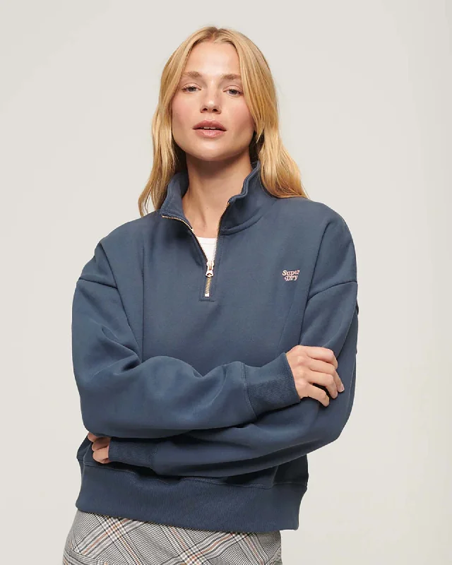 Vintage Logo Embroidered Half Zip Sweatshirt | Mariner Navy